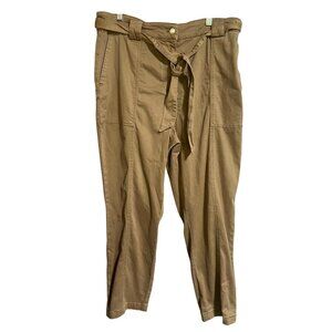 Maison DAmelie Tencel Blend Khaki High-Waist Tie-Belt Trousers Womens XL